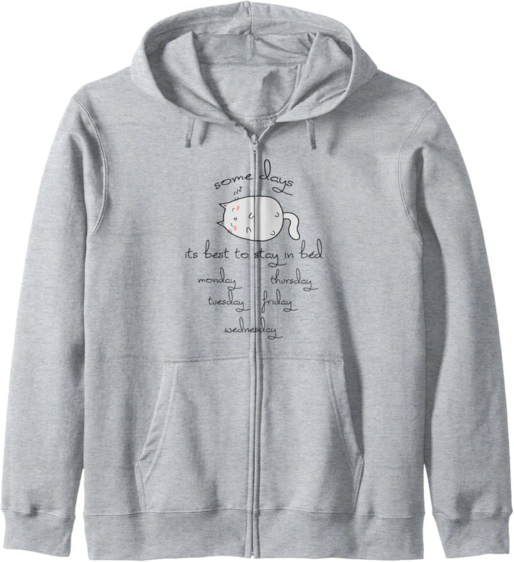 Some Days It's Best To Stay In Bed Kawaii Kitty Nickerchen Lustige Katze Kapuzenjacke