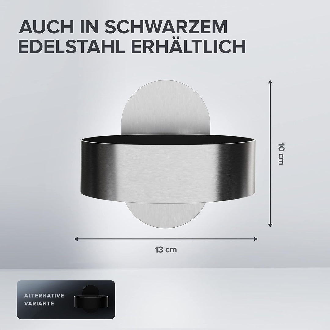 Haartrocknerhalter Glyngore | Edelstahl | Silber | mit Wandmontage ohne Bohren | mit Fönpolsterung |