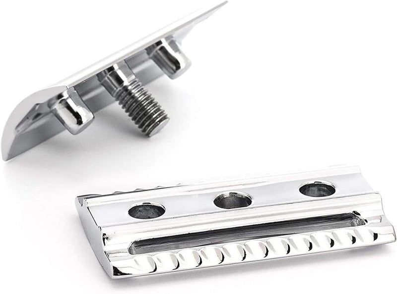 MÜHLE Traditional Rasierset - Rasierhobel mit geschlossenem Kamm und Ständer aus verchromtem Metall