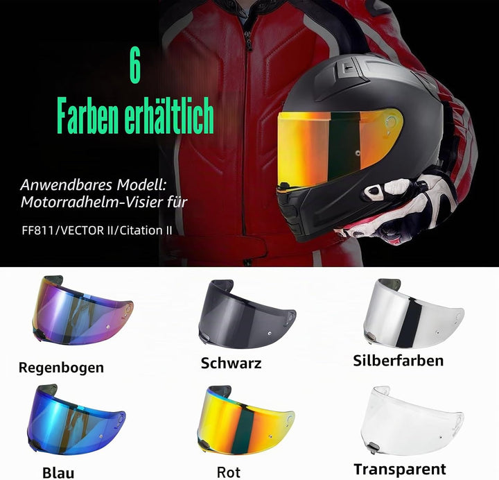 VCOROS Motorradhelm Visier,Motorrad Windschutz Helm Objektiv Visier,Helmvisier für FF811/VECTOR II/C