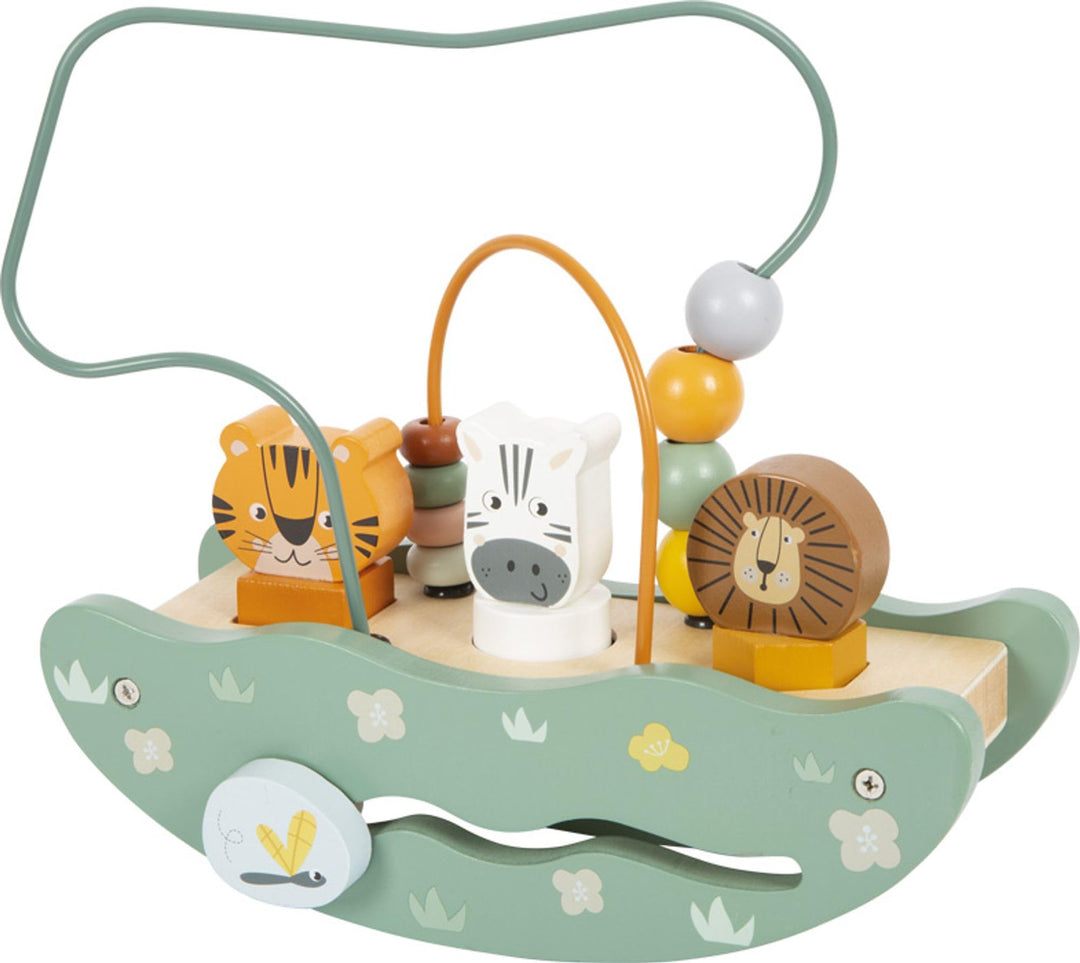 small foot Motorikschleife mit Wippe „Safari“, Holzspielzeug mit vielfältigen Spielfunktionen, ab 12