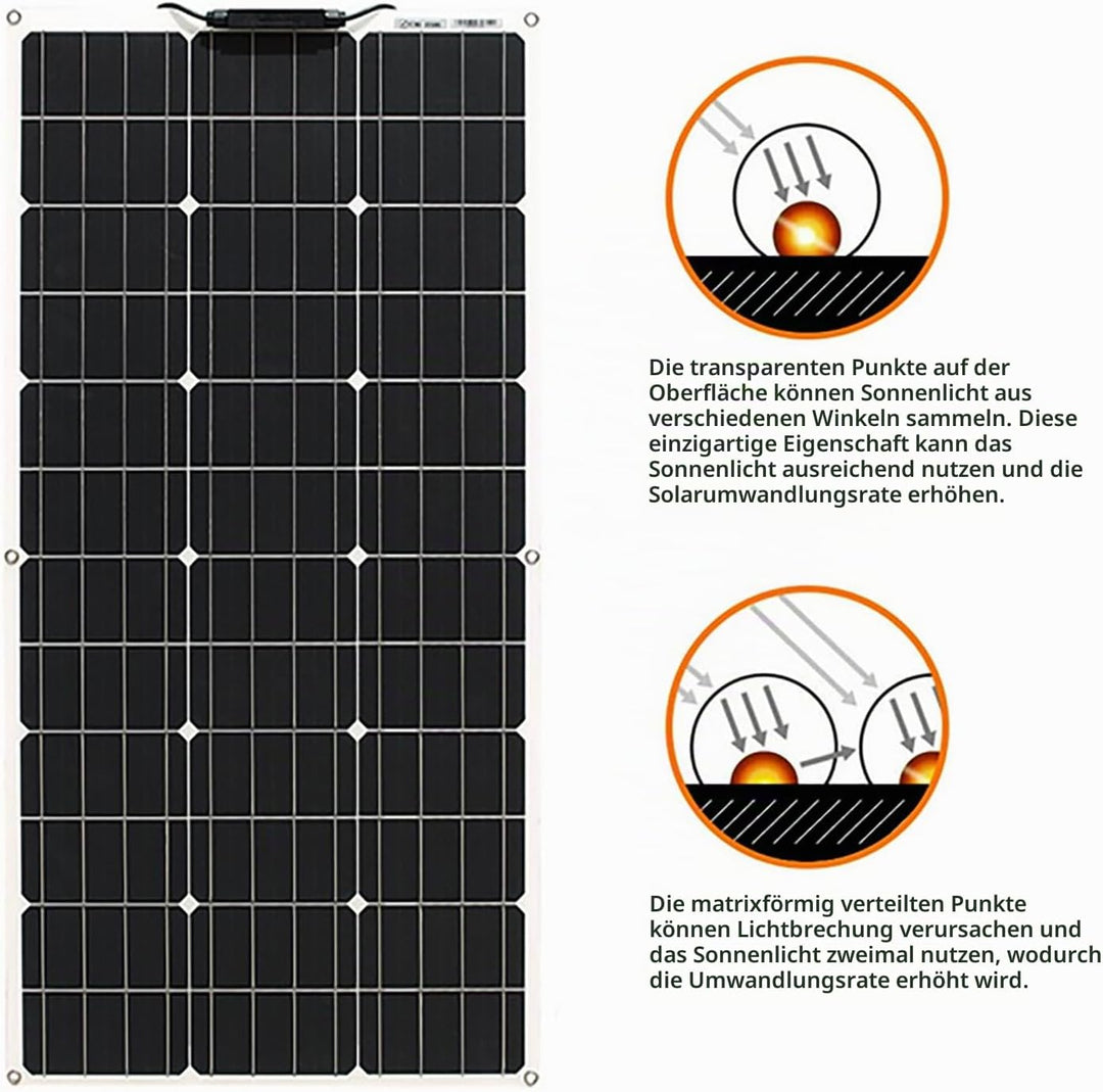 Aysolar Flexibel Solarpanel 100W 12V Monokristalline Solarmodul Flexible für Marine Camper Wohnmobil