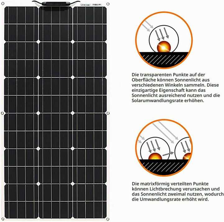 Aysolar Flexibel Solarpanel 100W 12V Monokristalline Solarmodul Flexible für Marine Camper Wohnmobil