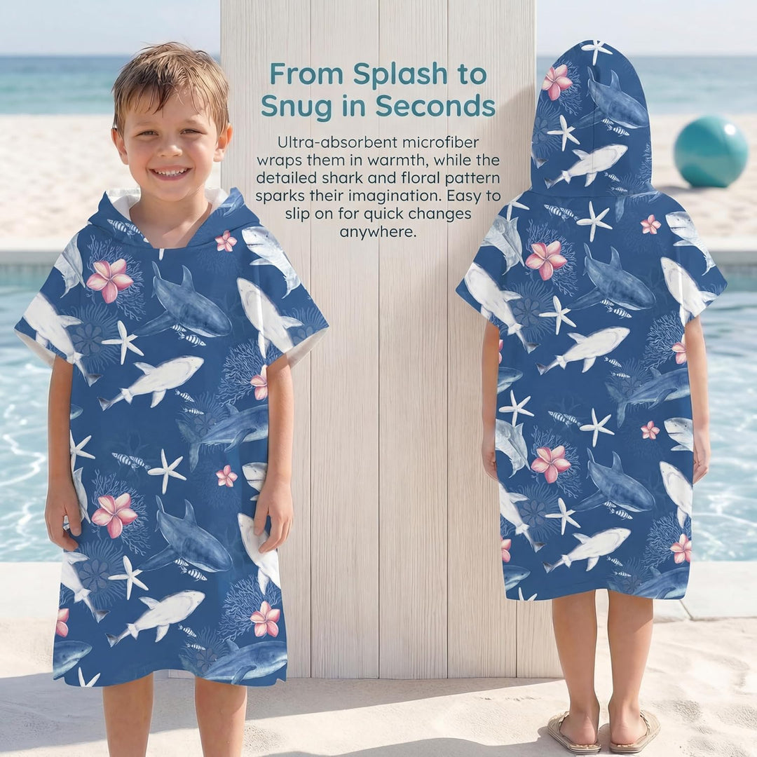Schnelltrocknender Surfponcho, Wickeltuch, Bademantel, Sporthandtücher für Schwimmer, Hoodie für Kin