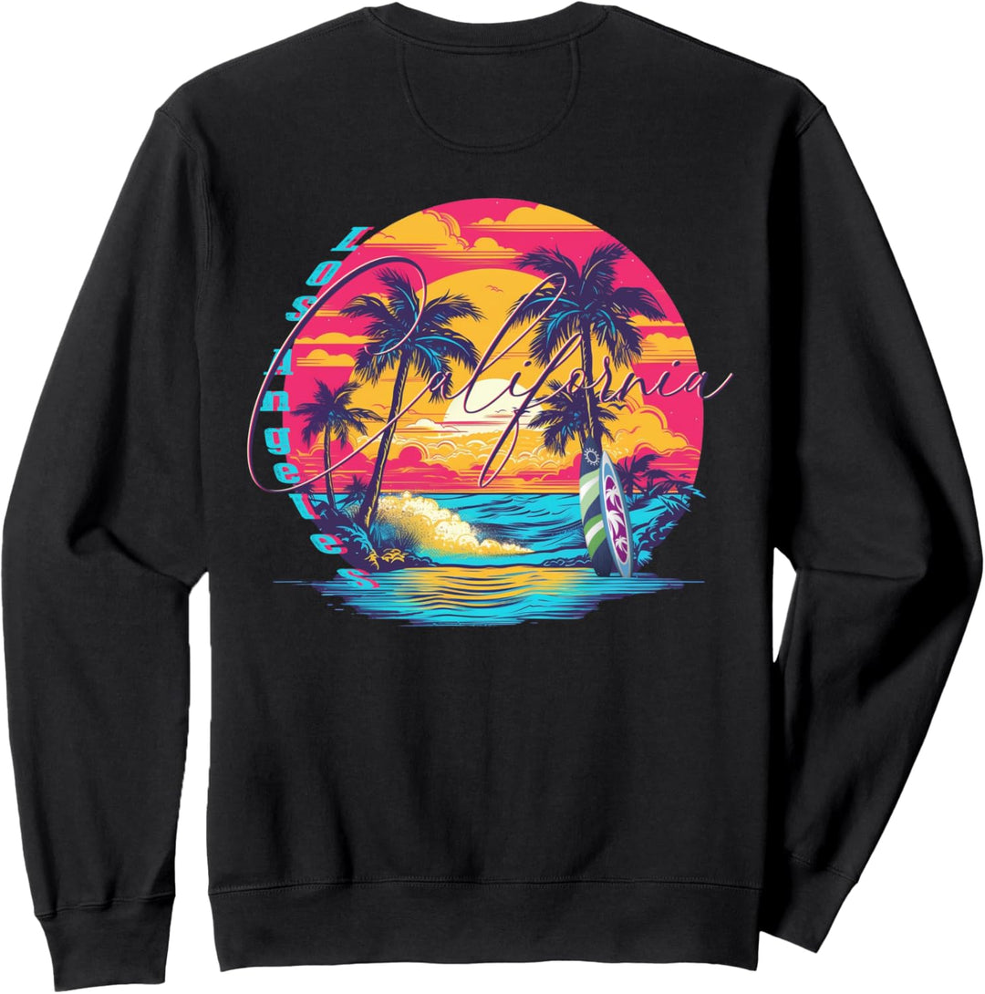 Los Angeles California Beach, Surfer Retro Rückendruck Sweatshirt