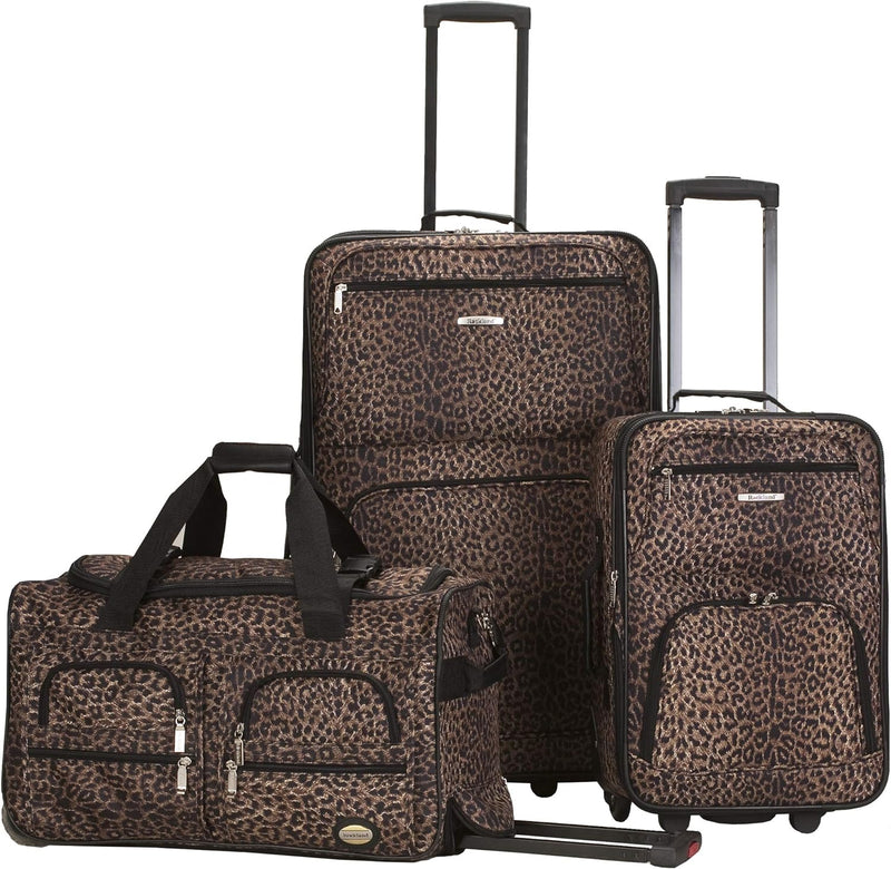 Rockland Vara Softside Gepäckset 3-teilig, Leopard, 3-Piece Set (20/22/28), Vara Softside Gepäckset