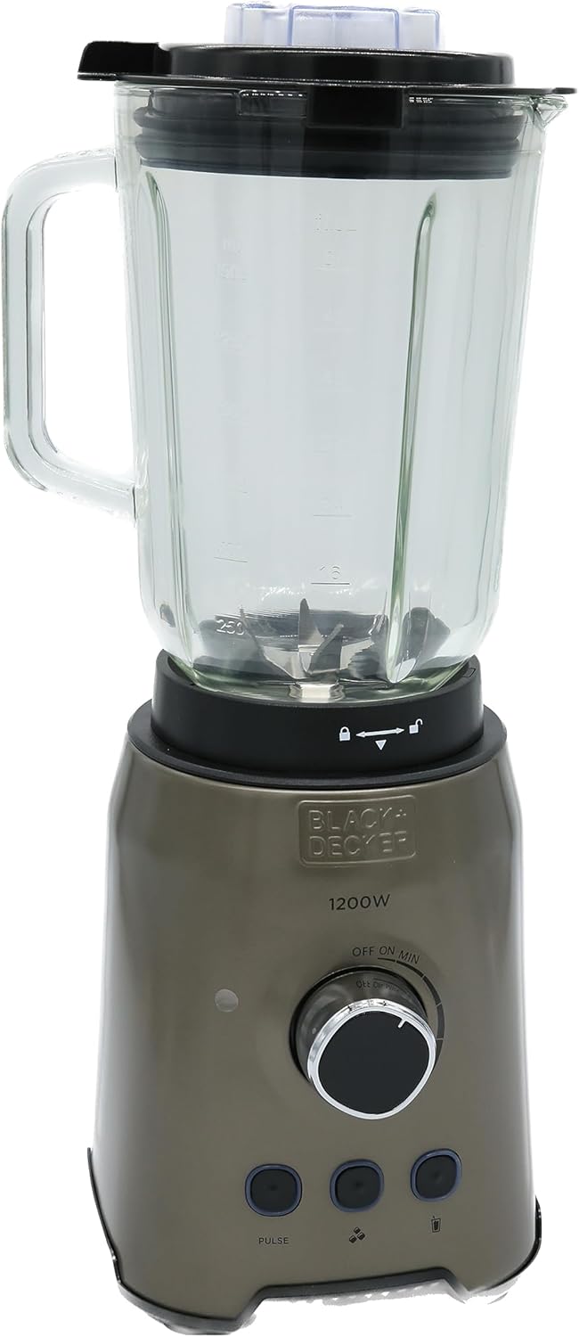 Black + Decker Standmixer, Puls-Funktion, Gefäss aus Kunststoff mit 1,5 l, 4-schneidige Edelstahlkli