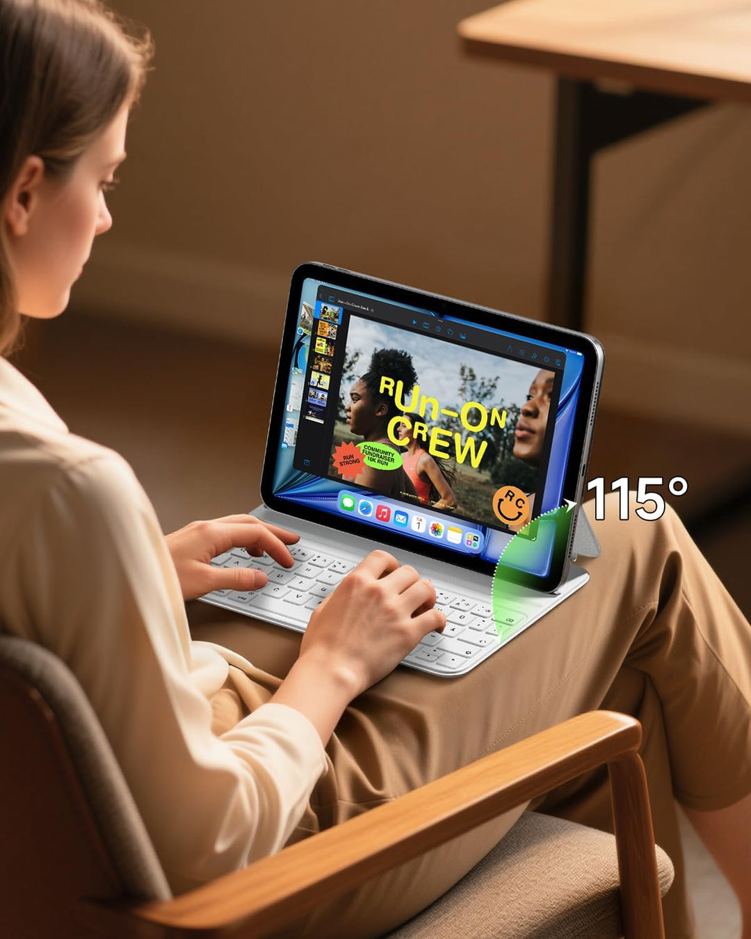 HOU Slim Bluetooth Tastatur Hülle für iPad 11. Gen 2025 (A16) & 10. Gen 2022 – Tastatur per iPad Auf