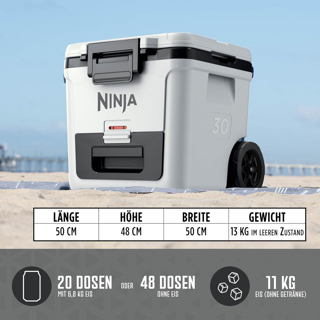 Ninja FrostVault Kühlbox mit Rollen und Isolierung, integrierter Dry Zone Schublade für Lagerung bei
