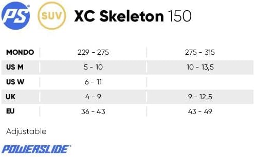 Powerslide Nordic Inline Skate XC Skeleton 150, für Off-Road, für Damen und Herren 36-42,5, 36-42,5