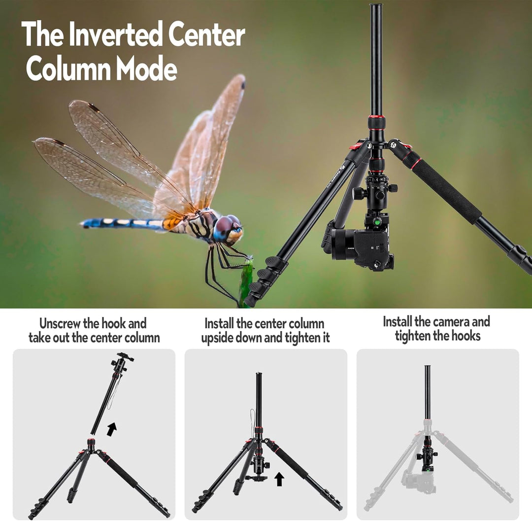 Fotopro 78" Kamera-Stativ, 360°Kugelkopf faltbares Aluminium-Stativ Einbeinstativ mit Schnellwechsel