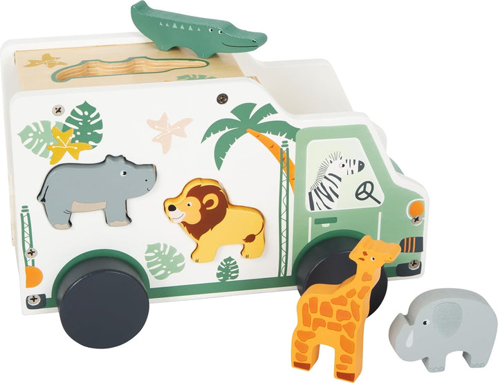 small foot Steckspiel Spielauto "Safari" Motorikspielzeug aus Holz mit 5 Steckfiguren, ab 1 Jahr, 11