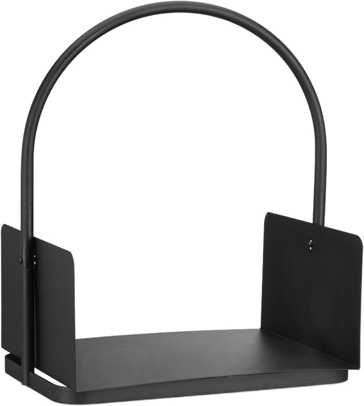 Relaxdays Kaminholzkorb schwarz, Brennholzkorb gross, Holzwiege Kamin, Feuerholzkorb Metall, HxBxT 4