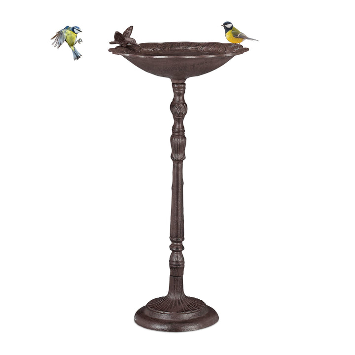 Relaxdays Vogeltränke Gusseisen Vogelbad mit Ständer, Wildvogeltränke für Garten, antikes Design,74,