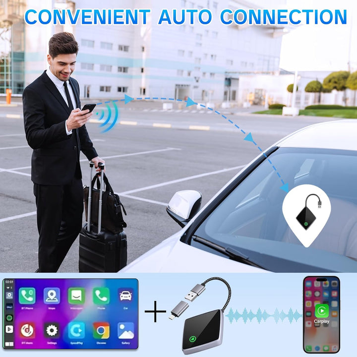 Wireless CarPlay Adapter für iPhone,Mini Carplay Adapter von Wired & auf Wireless,USB C/A Plug und P