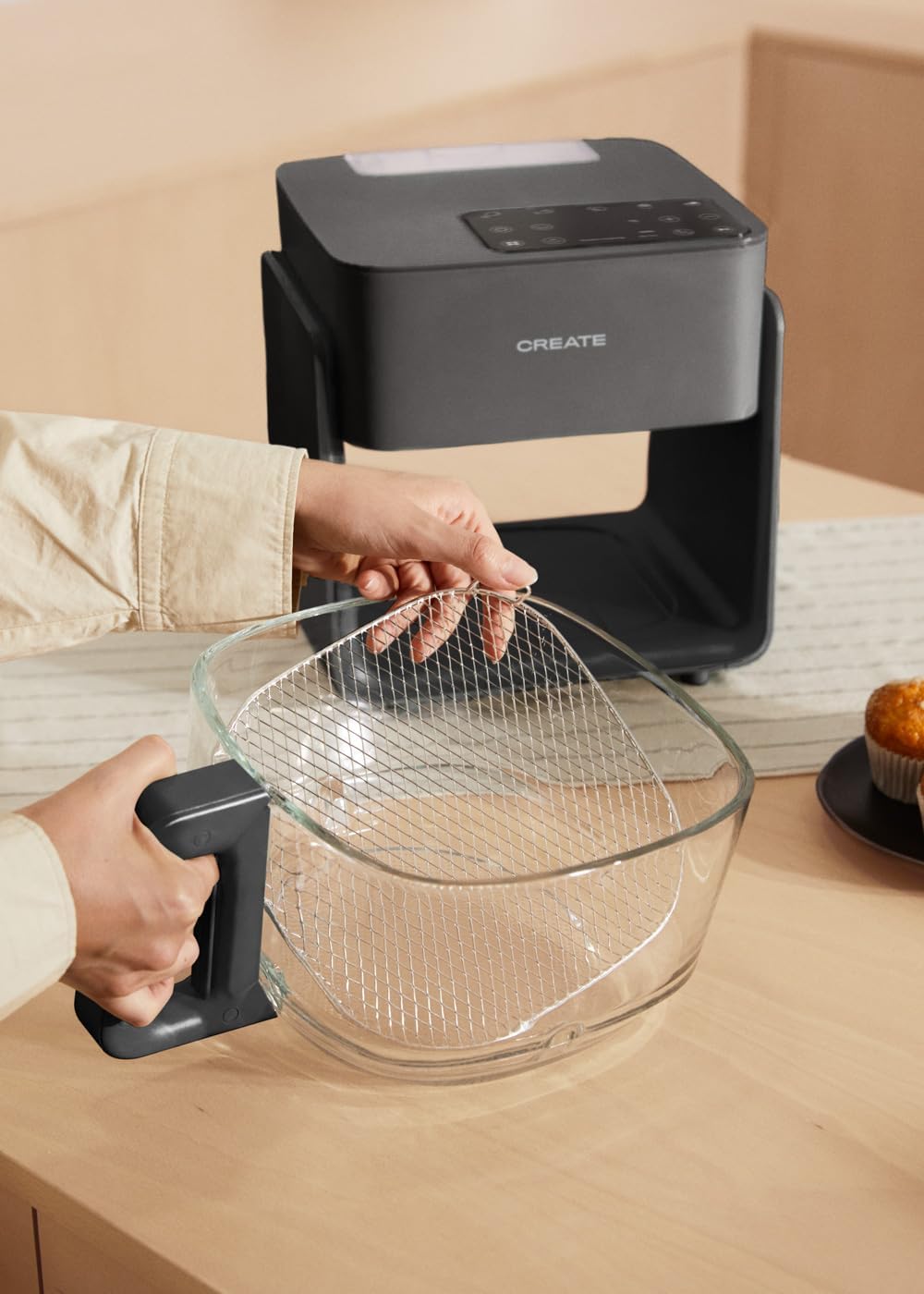 CREATE/AIR FRYER MIST/Ölfreie Heissluftfritteuse 4.2L mit Wasserdampfgarer Schwarz/Fassungsvermögen