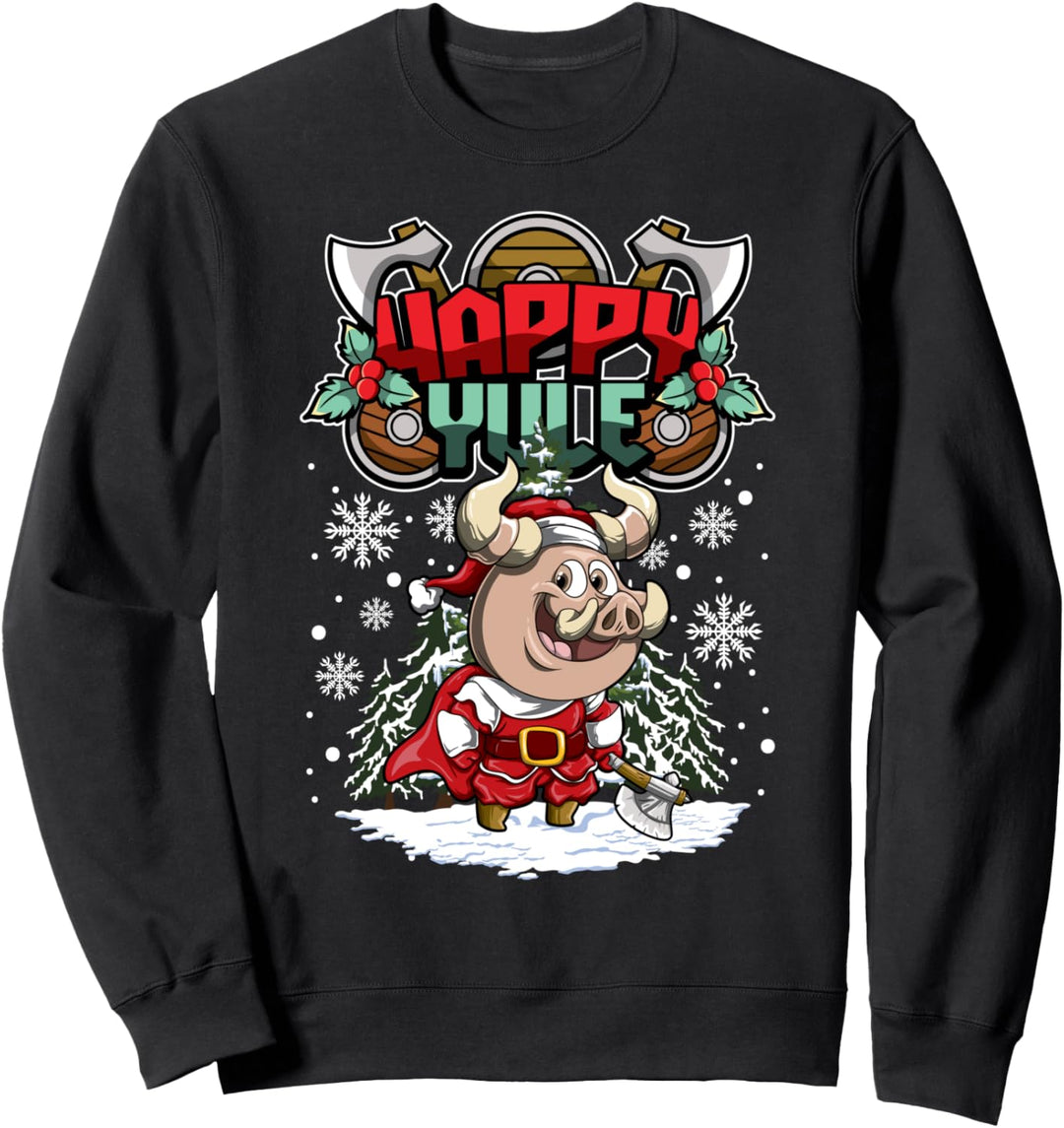 Happy Yule - Wikinger Weihnachtstiere - Wildschwein Sweatshirt