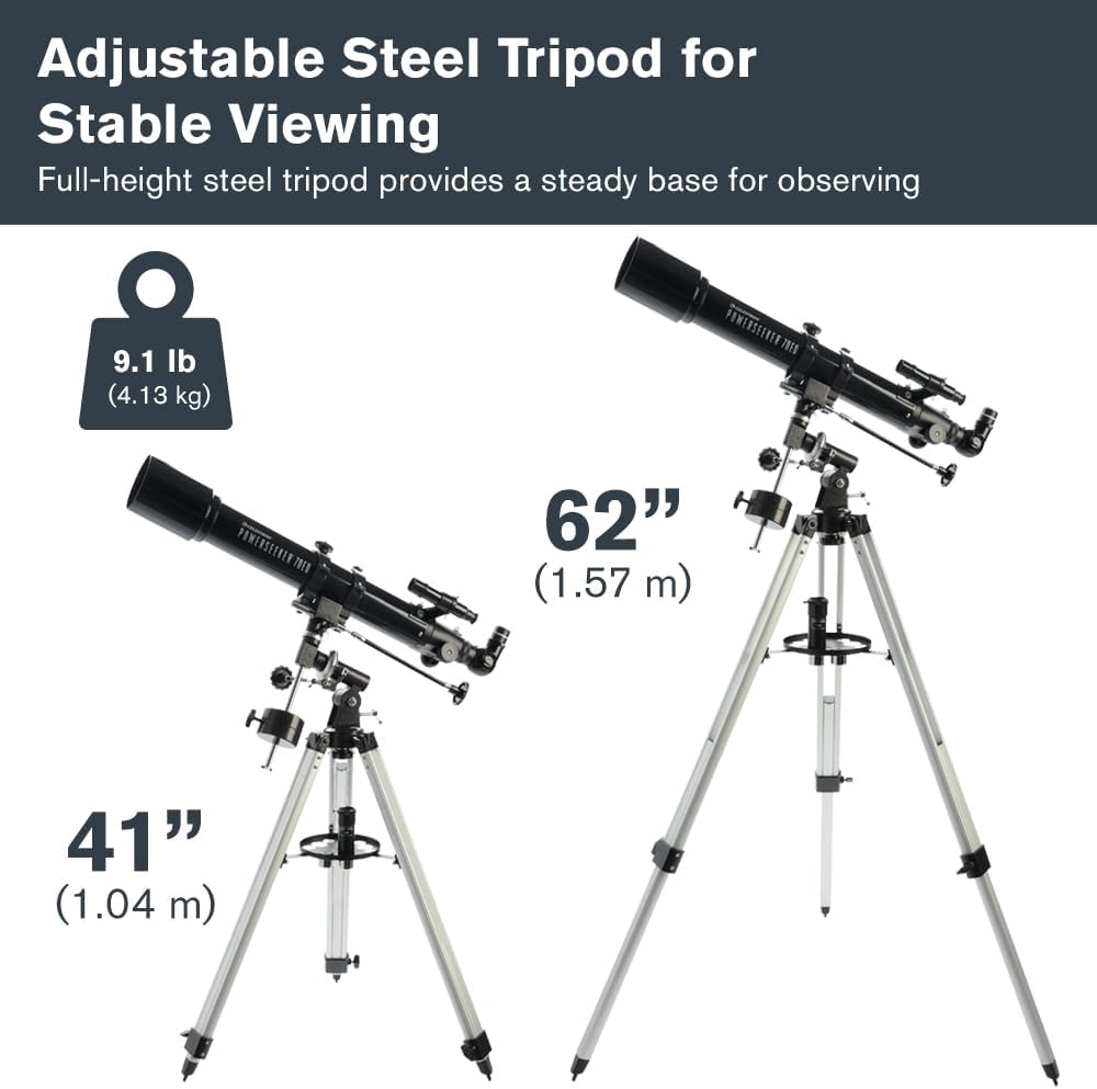 Celestron 21037 PowerSeeker 70EQ Refraktor – Schwarz, 70EQ Refraktor