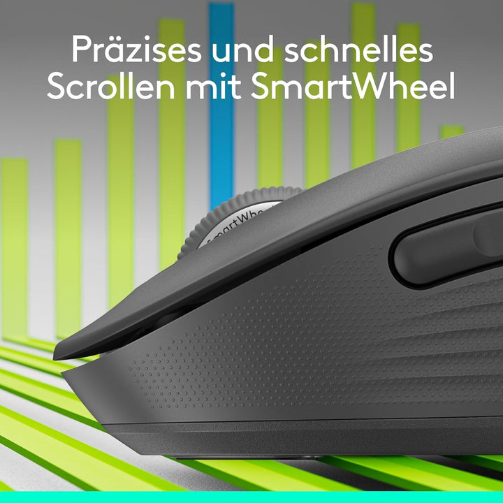 Logitech Signature M650 L Kabellose Maus - für grosse Hände, Leise Klicks, Anpassbare Seitentasten,