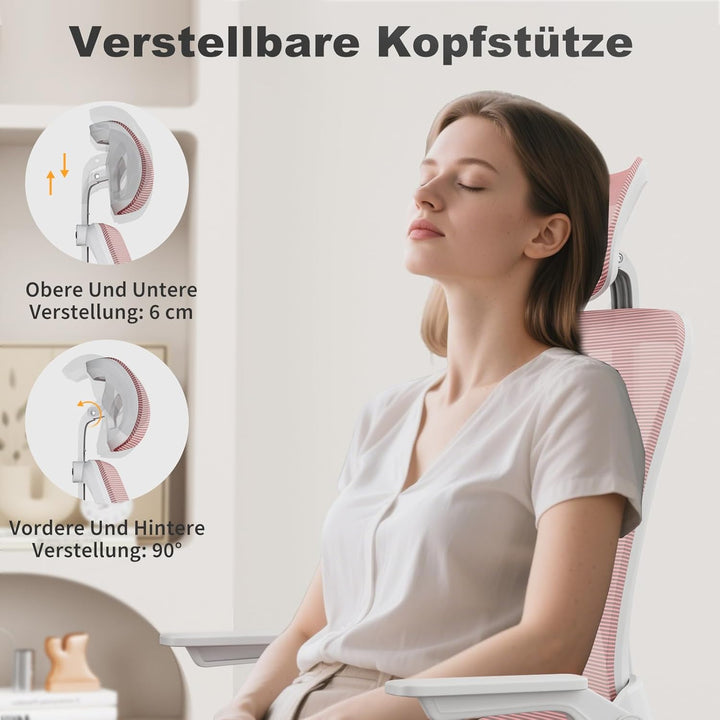 naspaluro Ergonomischer Bürostuhl, Schreibtischstuhl mit 90° Klappbaren Armlehnen, Einzigartige Lend