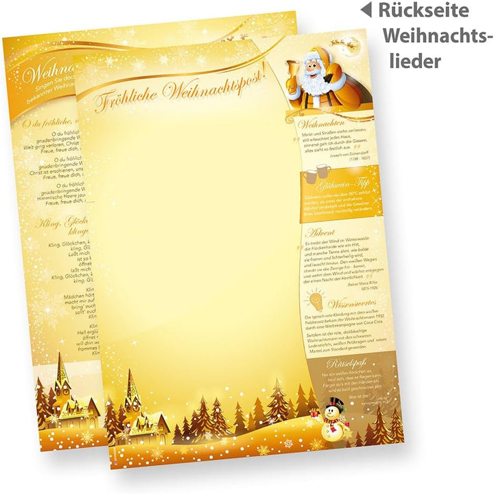 Briefpapier Set Weihnachtspost (250 Sets ohne Fenster) Weihnachtsbriefpapier mit Umschlag - beidseit
