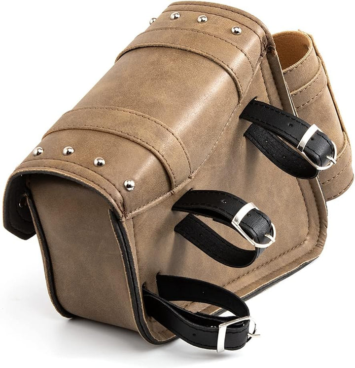 Motorrad-Satteltaschen - Braunes PU-Leder Schwingentasche Seitentaschen Dreieckige Gepäck-Werkzeugau