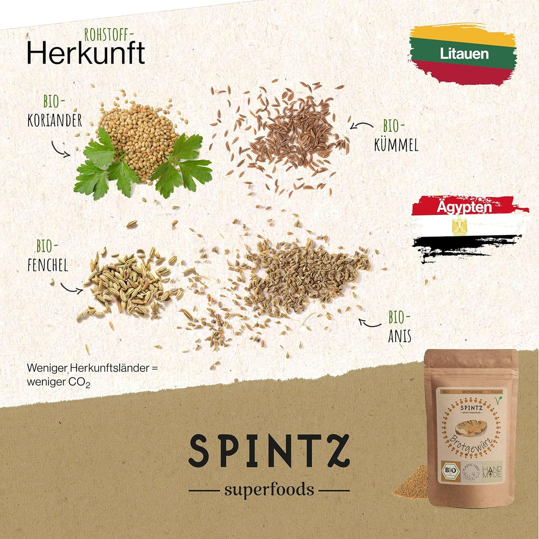 SPINTZ® | Bio Brotgewürz 1000g | Gewürz für Brot Backmischung | Brot Gewürzmischung | 100% natürlich