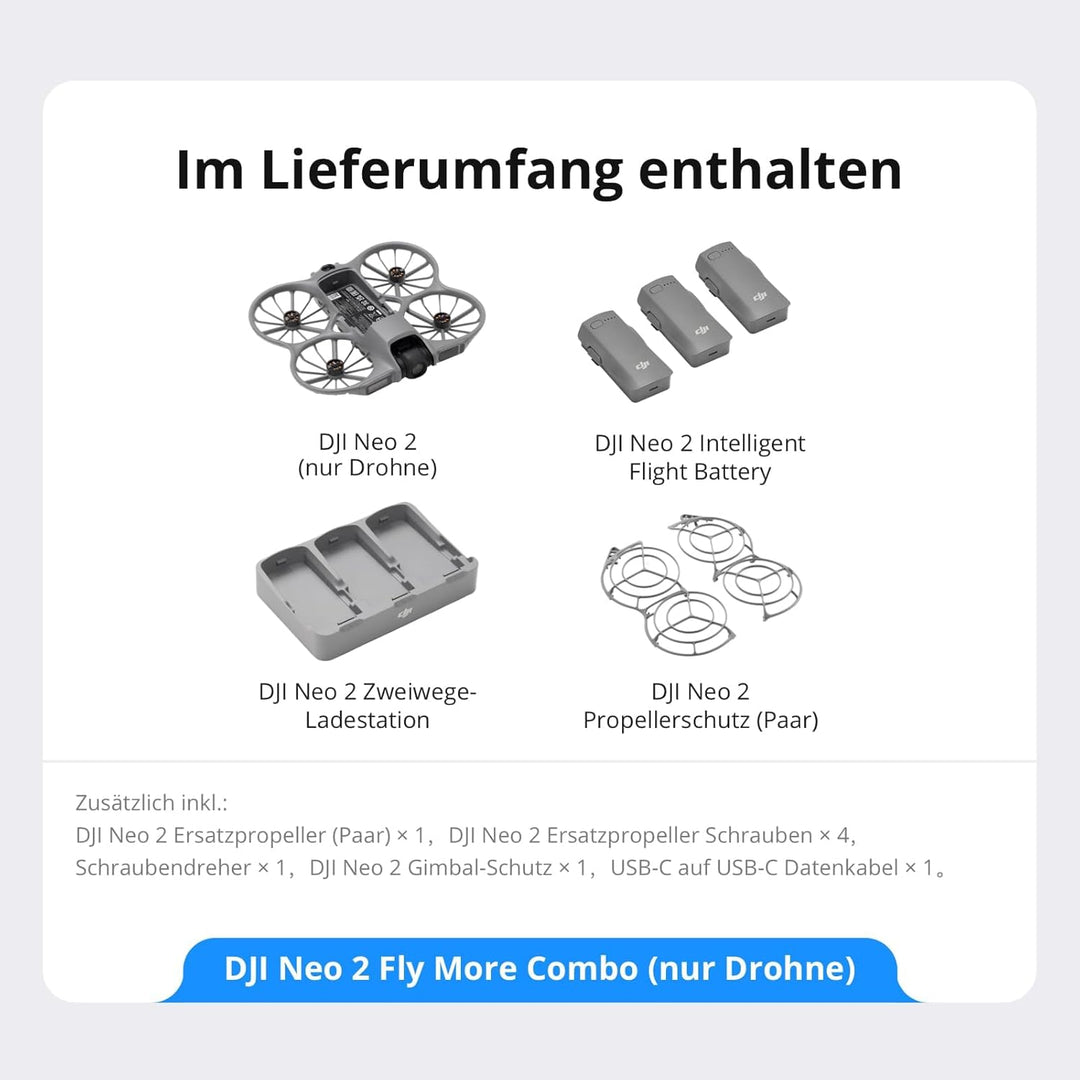 DJI Neo 2 Fly More Combo (nur Drohne), 4K-Drohne für Einsteiger, Start und Landung auf der Handfläch