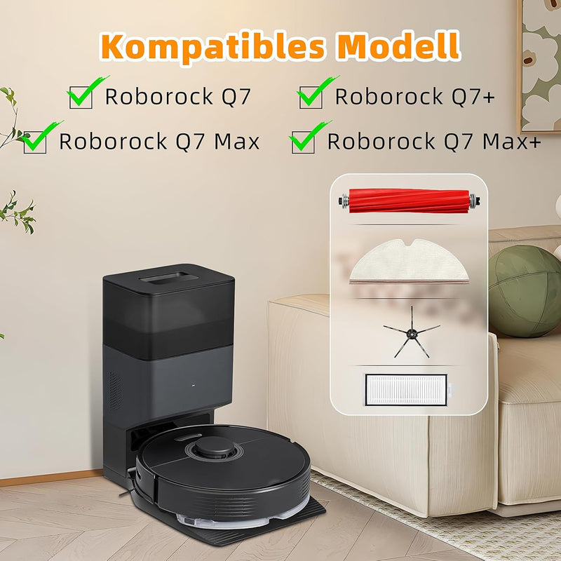 16 Stück Zubehörset für Roborock Q7 / Q7+ / Q7 Max / Q7 Max+ Staubsauger Ersatzteile Enthält 2 Haupt