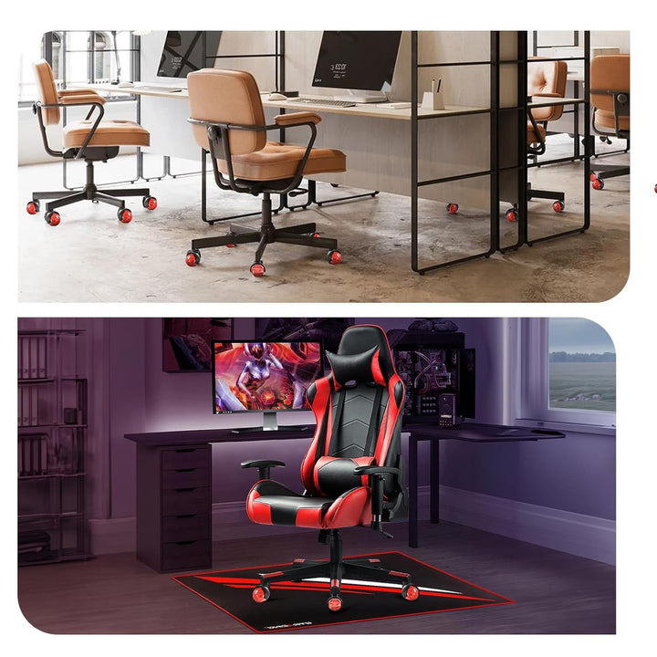 Sytopia Bürostuhl Rollen 5er Set in Rot, Rollen für Bürostühle 11 x 22 mm für Teppichböden, Hartbode