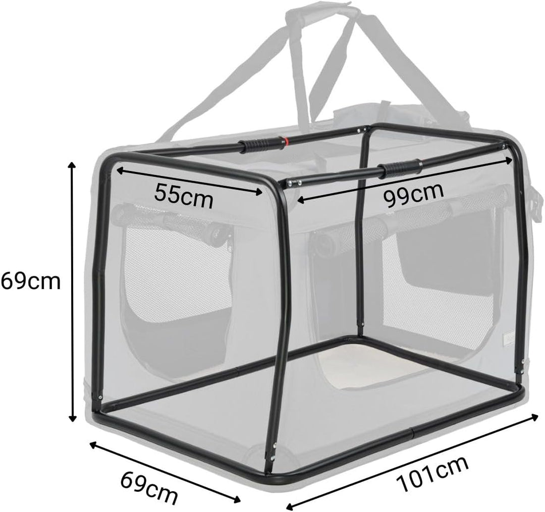 lionto Hundetransportbox faltbar für Reise & Auto, 101x69x70 cm, stabile Transportbox mit Tragegriff