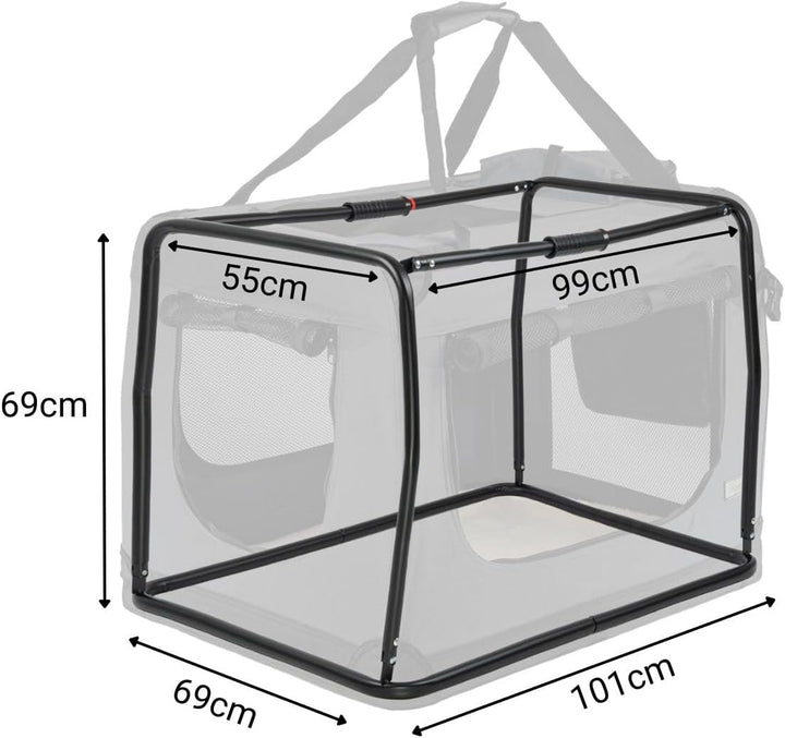 lionto Hundetransportbox faltbar für Reise & Auto, 101x69x70 cm, stabile Transportbox mit Tragegriff