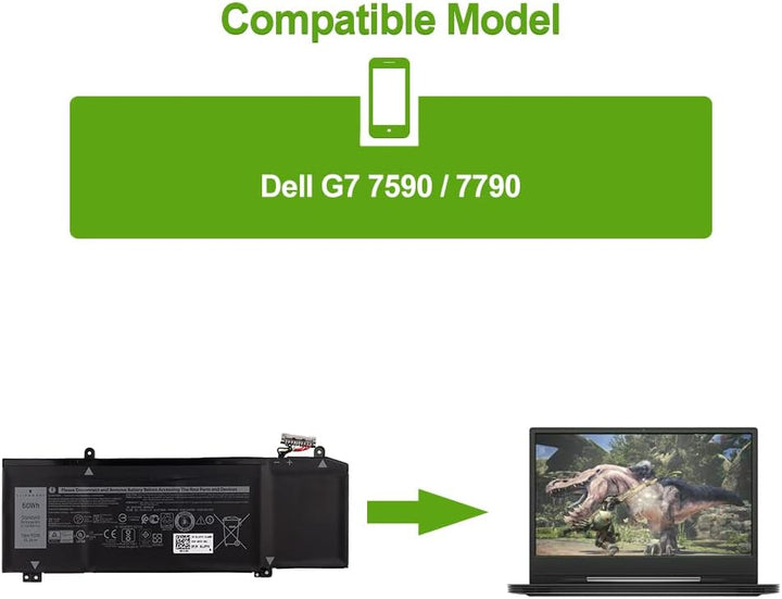 SwarKing Ersatz Akku Kompatibel mit 1F22N Dell G7 7590 7790 Alienware M15 M17 Series Notebook