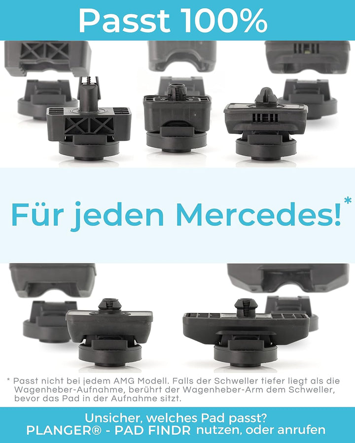 PLANGER® - Wagenheber Gummiauflage FLACH (für Mercedes-Benz) auf Rangierwagenheber - Schützt PKW und