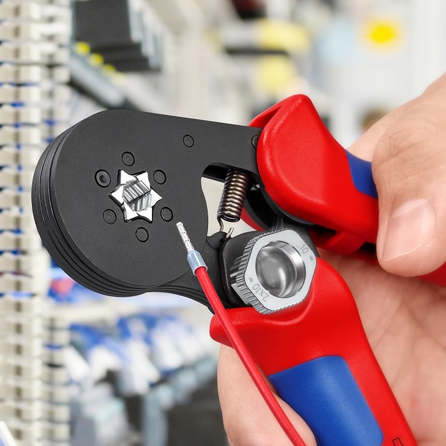 Knipex Selbsteinstellende Crimpzange für Aderendhülsen mit Seiteneinführung (0,08 - 10mm²) brüniert,