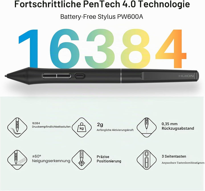 HUION Kamvas 13 Gen 3 SE Grafiktablett mit Display, 13,3" volllaminiertes Grafiktablett, Zeichentabl
