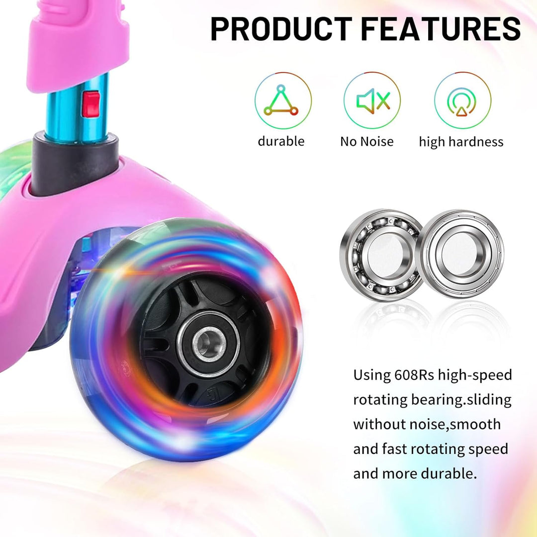 DBREAKS Leuchtende Stunt Scooter Rollen, 4 Stück LED-Lichtrollen, 80mm+120mm Led Scooter Ersatzräder