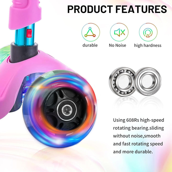 DBREAKS Leuchtende Stunt Scooter Rollen, 4 Stück LED-Lichtrollen, 80mm+120mm Led Scooter Ersatzräder