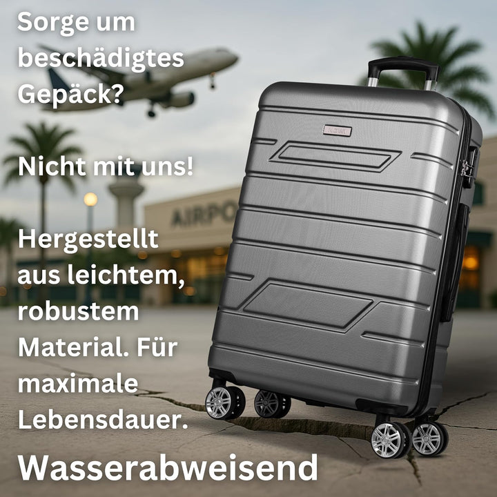 NOWI Bergamo Reisekoffer - Wasserabweisend, 8 Rollen 360° Drehbar, Teleskopgestänge, Voll gefütterte