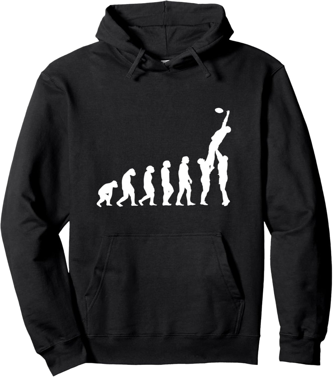 Rugby Evolution: vom Affen zum Rugbyspieler Line-Out Edition Pullover Hoodie
