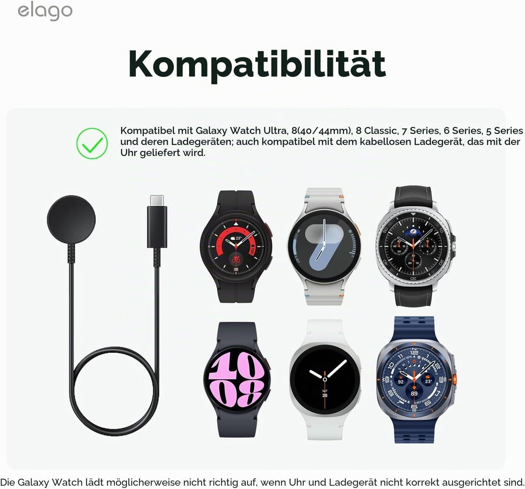 elago Ladestation für Samsung Galaxy Watch 8/8 Classic/7/Ultra/6/6 Classic/5/5 Pro [40/43/44/45/47mm