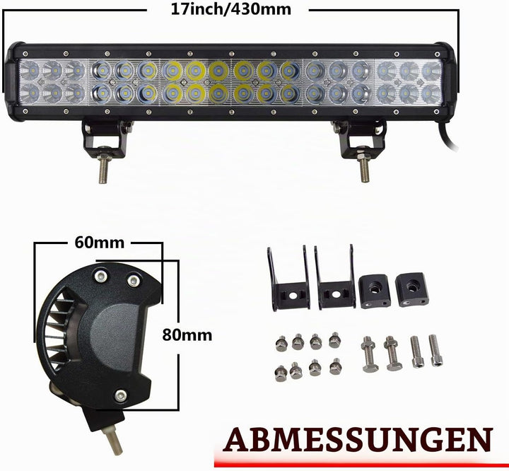 SKYWORLD led zusatzscheinwerfer bar, Zweireihiges wasserdicht 18 Zoll 45cm 108W Scheinwerfer Flutlic