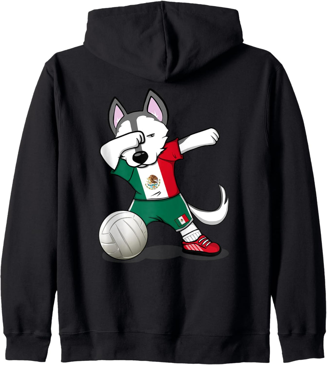 Dabbing Husky Hund Mexiko Volleyball - Mexikanische Flagge Kapuzenjacke