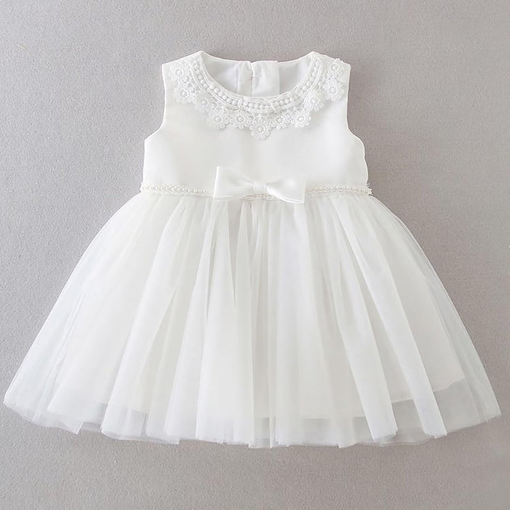Baby Mädchen Weiss Taufkleid mit Haube Neugeborenen Taufe Kleid Spitzenkleid für Hochzeit Geburtstag