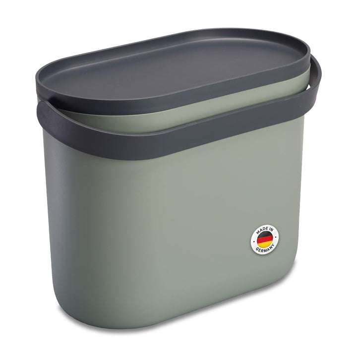 GARANTIA NOVA Biomülleimer Küche 8L Agave/Graphite Grey - Geruchsdichter Komposteimer für Küchenabfä