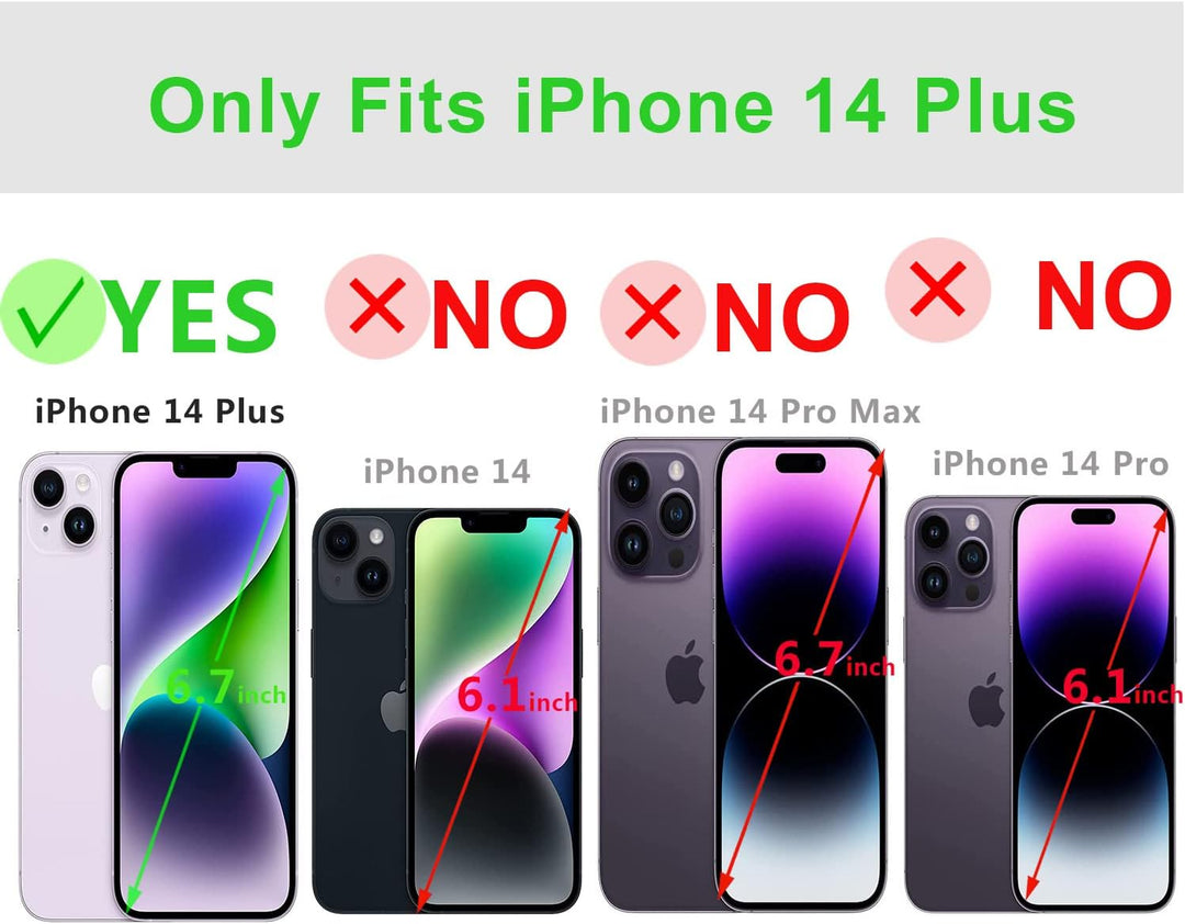LENSUN Echtleder Hülle für iPhone 14 Plus, Handyhülle [Echtes Leder][Magnetverschluss][RFID Blocker]