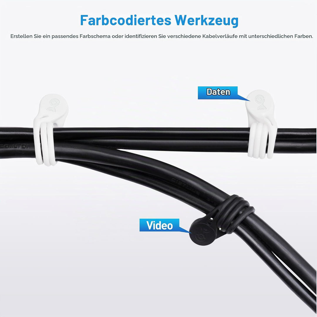 Cable Matters - 20 Packungen Silikon-Magnetverschlüsse (magnetische Kordelbinder) in Schwarz und Wei