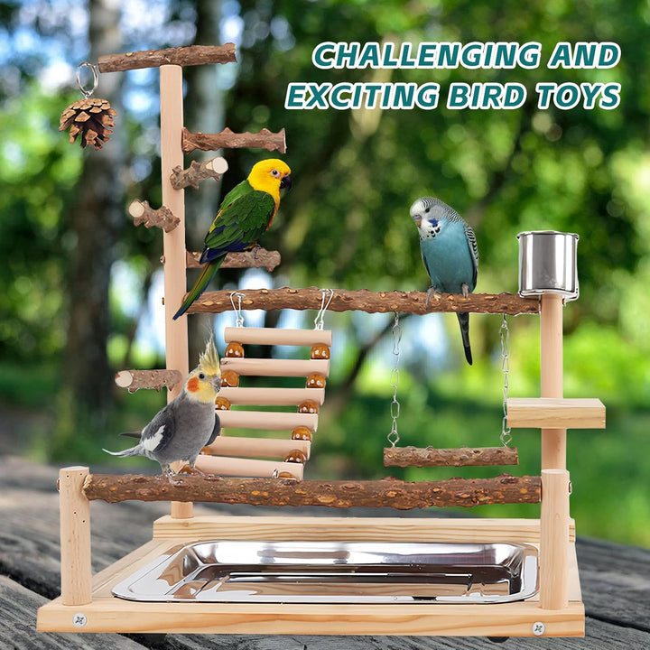 Vogelspielzeug, Papageienspielzeug, Wellensittich Spielzeug, Spielplatz Mit Feeder-Cup Spielzeug Lei