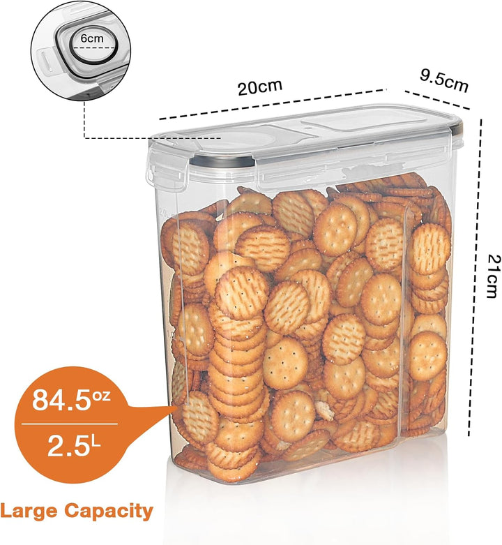 AiQInu 2.5L Vorratsdosen Set, 4er Aufbewahrungsbox Küche mit Deckel aus Plastik, Vorratsgläser für M