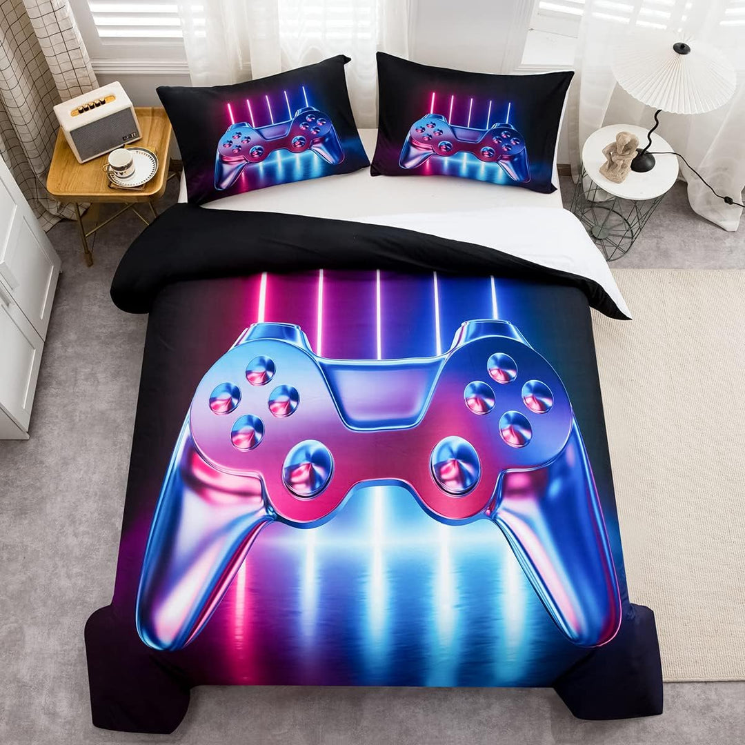 Loussiesd Gamer Bettwäsche 135x200 cm Spielthema Gamepad Bettwäsche Jugendliche Jungen Kinder Coole